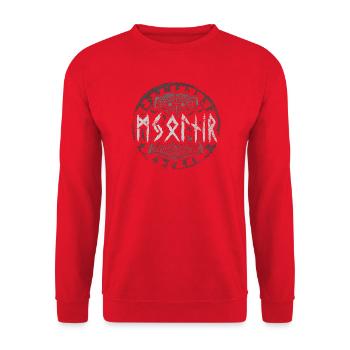 Mjolnir Runes - Unisex Sweatshirt - red - Front - Alina (178cm) & Michal (187cm)