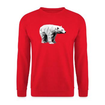 Geometrischer Eisbär | Low-Poly-Arktis-Tier - Unisex Pullover - Rot - Vorne - Alina (178cm) & Michal (187cm)