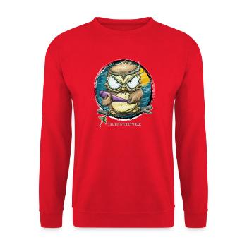 Bis einer Eult! - Unisex Pullover - Rot - Vorne - Alina (178cm) & Michal (187cm)