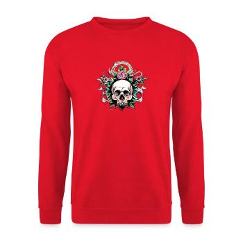 Floral Skull Crown Tattoo Art - Unisex Sweatshirt - red - Front - Alina (178cm) & Michal (187cm)