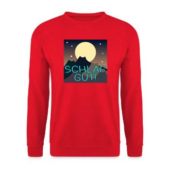 SCHLAFEN - KATZEN VOLLMOND BERGE - SCHLAF GUT - Unisex Pullover - Rot - Vorne - Alina (178cm) & Michal (187cm)