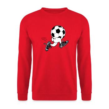 Soccer-Men | laufender Fussball - Unisex Pullover - Rot - Vorne - Alina (178cm) & Michal (187cm)