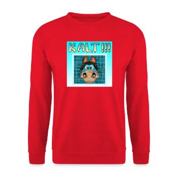 KALT - FRIEREN - WINTERZEIT - PFERD PONY - Unisex Pullover - Rot - Vorne - Alina (178cm) & Michal (187cm)