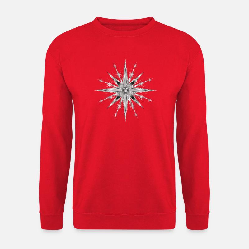 Silberfarbener glamouröser zeitloser Stern - Unisex Pullover - Rot