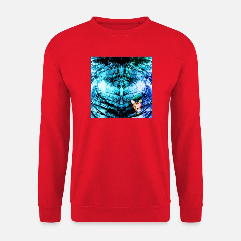 Blauer Psychedelischer Schmetterling - Unisex Pullover - Rot