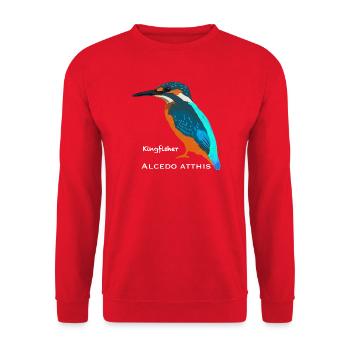 Eisvogel, wissenschaftliche /englische Bezeichnung - Unisex Pullover - Rot - Vorne - Alina (178cm) & Michal (187cm)