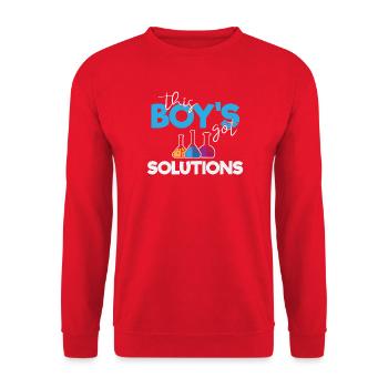 This Boy's Got Solutions - Unisex Sweatshirt - red - Front - Alina (178cm) & Michal (187cm)