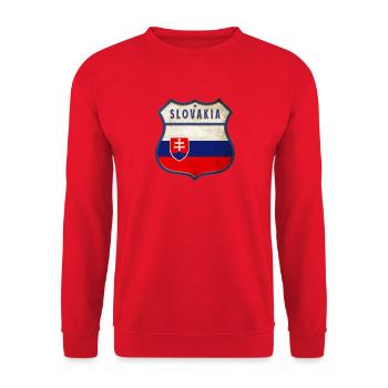 Slowakei Flaggen Wappen Design - Unisex Pullover - Rot - Vorne - Alina (178cm) & Michal (187cm)