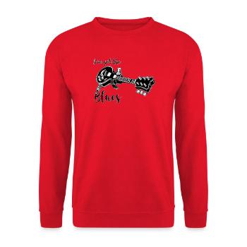 Ich habe den Blues - Unisex Pullover - Rot - Vorne - Alina (178cm) & Michal (187cm)