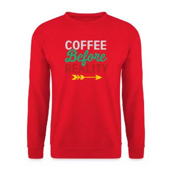 Le café avant la réalité - Sweat-shirt Unisexe - rouge - Devant - Alina (178cm) & Michal (187cm)