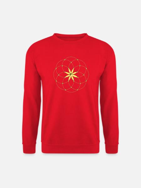 Goldenes Blütenmandala - Unisex Pullover - Rot