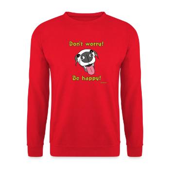 Don't worry. Be happy! a ilalian greyhound dog - Unisex Sweatshirt - red - Front - Alina (178cm) & Michal (187cm)