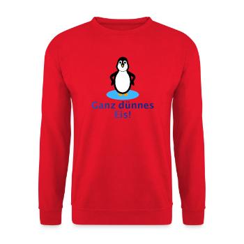 Pinguin - ganz dünnes Eis - Unisex Pullover - Rot - Vorne - Alina (178cm) & Michal (187cm)