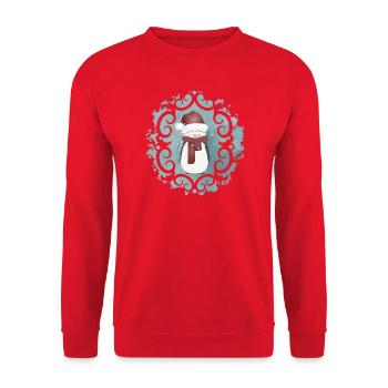 Snowman in Santa Claus look in winter - Unisex Sweatshirt - red - Front - Alina (178cm) & Michal (187cm)