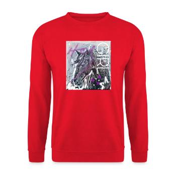 Hey Girl Horse Head - Unisex Sweatshirt - red - Front - Alina (178cm) & Michal (187cm)