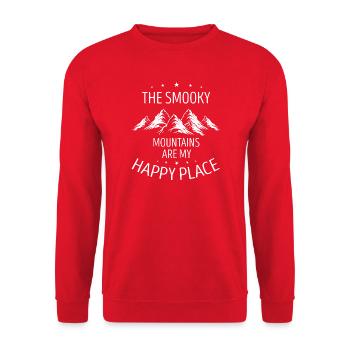 Berge - Mountains Happy Place - Unisex Pullover - Rot - Vorne - Alina (178cm) & Michal (187cm)