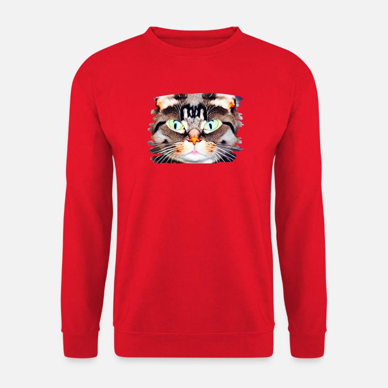 Neon Katzenblick Porträt - Unisex Pullover - Rot