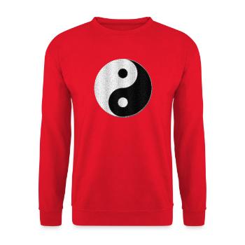 Yoga Shirts, Yin und Yang mosaikmuster - Unisex Pullover - Rot - Vorne - Alina (178cm) & Michal (187cm)