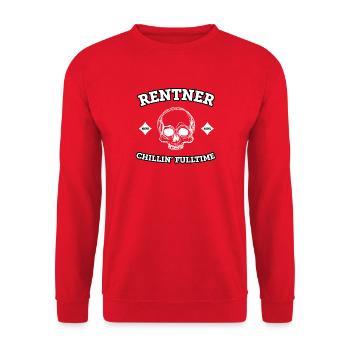 Rentner - Chillin’ FullTime (white) - Unisex Pullover - Rot - Vorne - Alina (178cm) & Michal (187cm)