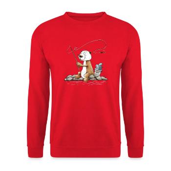 Droll Angler Otter Fishing MODARTIS - Unisex Sweatshirt - red - Front - Alina (178cm) & Michal (187cm)