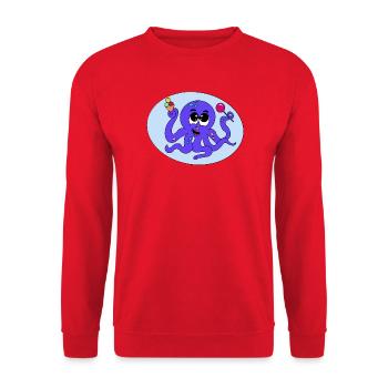Süßer Oktopus – niedliches Meeresmotiv - Unisex Pullover - Rot - Vorne - Alina (178cm) & Michal (187cm)