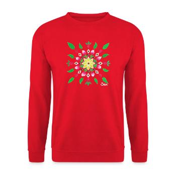 BlumenMandala Frühling - Sonja Ariel von Staden - Unisex Sweatshirt - red - Front - Alina (178cm) & Michal (187cm)