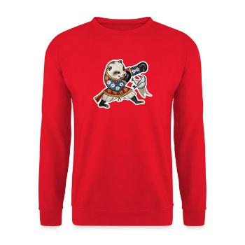 Panda im prachtvollen Robenkampf - Unisex Pullover - Rot - Vorne - Alina (178cm) & Michal (187cm)