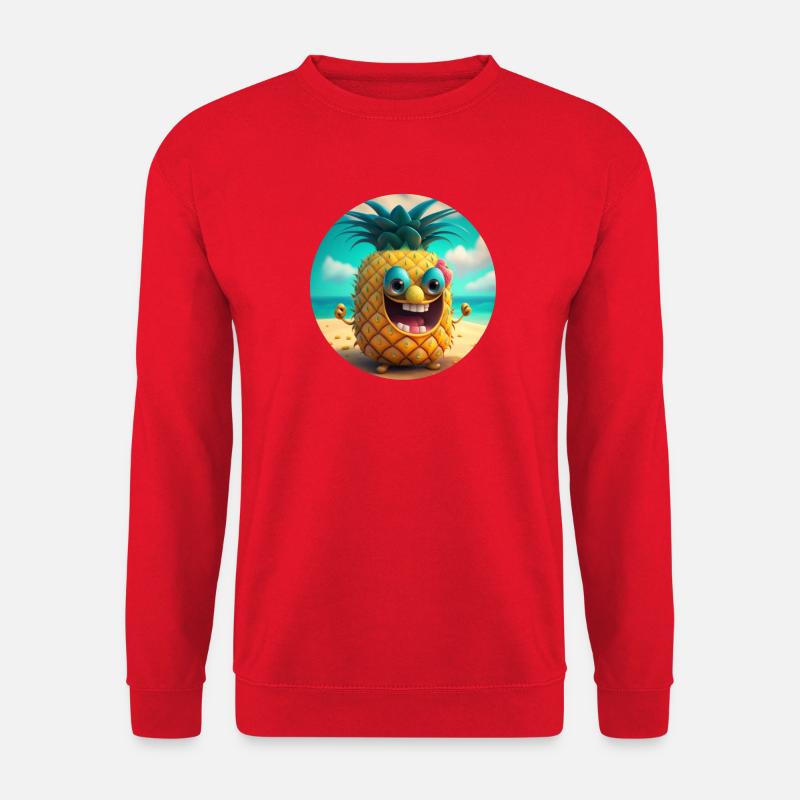Fröhliche Ananas Comic Figur lacht - Unisex Pullover - Rot