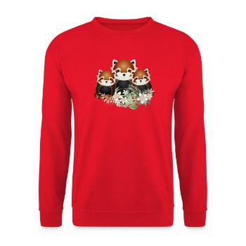 magical little red panda bear family - Unisex Sweatshirt - red - Front - Alina (178cm) & Michal (187cm)