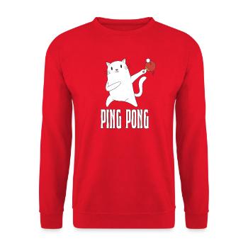 Table Tennis Katze Pingpong Outfit Cat Tischtennis - Sweat-shirt Unisexe - rouge - Devant - Alina (178cm) & Michal (187cm)