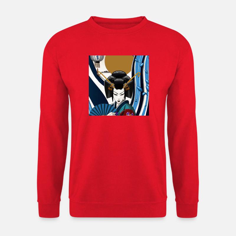 Asia Geisha gothic print art deco in the moonlight - Unisex Pullover - Rot