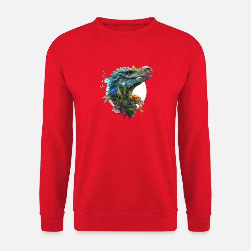 Blauer Velociraptor mit weißem Hintergrund - Unisex Pullover - Rot