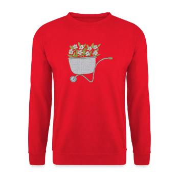 schubkarren blumen - Unisex Pullover - Rot - Vorne - Alina (178cm) & Michal (187cm)