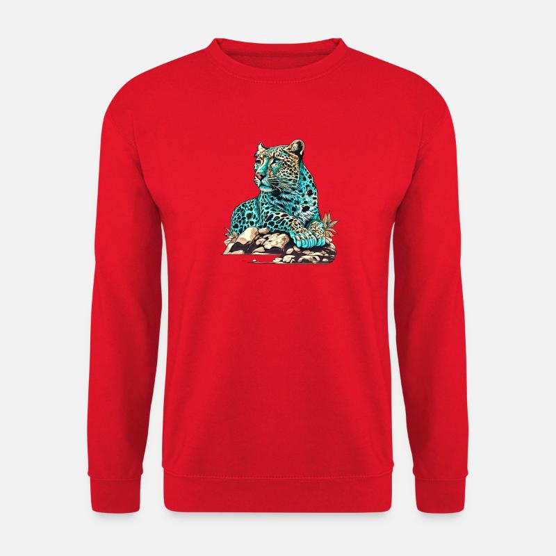 Leopard auf Lauer - Unisex Pullover - Rot