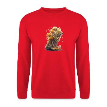 Lion avec des éléments de savane, conception de lion - Sweat-shirt Unisexe - rouge - Devant - Alina (178cm) & Michal (187cm)
