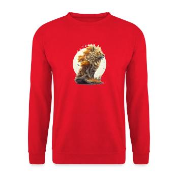 Lion avec corps de savane, design abstrait de lion - Sweat-shirt Unisexe - rouge - Devant - Alina (178cm) & Michal (187cm)