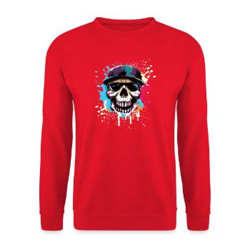 Rue urbaine Skull et Splash - Sweat-shirt Unisexe - rouge - Devant - Alina (178cm) & Michal (187cm)