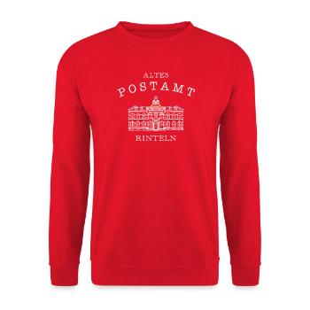 Rinteln, Altes Postamt - Unisex Pullover - Rot - Vorne - Alina (178cm) & Michal (187cm)