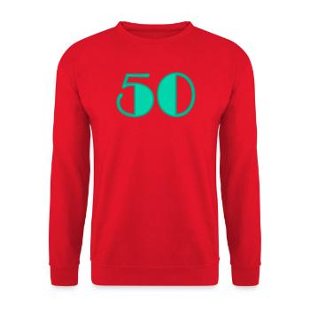 50. HAPPY BIRTHDAY. JOYEUX ANNIVERSAIRE - Sweat-shirt Unisexe - rouge - Devant - Alina (178cm) & Michal (187cm)