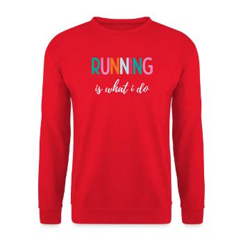 Laufen ist das, was ich tue - Unisex Pullover - Rot - Vorne - Alina (178cm) & Michal (187cm)