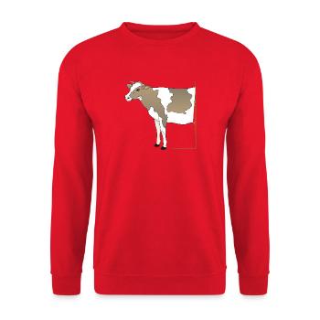 Vache - Demi-vache dans le cadre - Sweat-shirt Unisexe - rouge - Devant - Alina (178cm) & Michal (187cm)