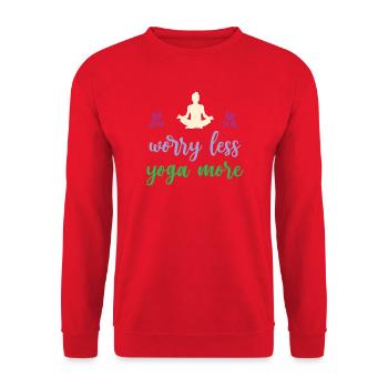 Worry Less Yoga More - Unisex Sweatshirt - red - Front - Alina (178cm) & Michal (187cm)