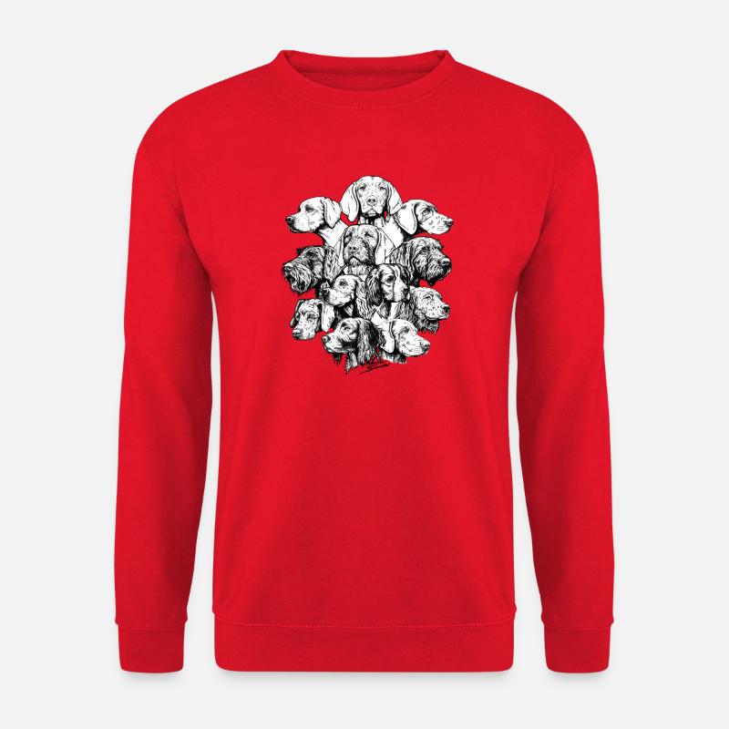 Wimmelbild Vorstehhunde - Unisex Pullover - Rot