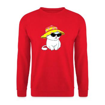 Kätzchen im Strandstil - Unisex Pullover - Rot - Vorne - Alina (178cm) & Michal (187cm)