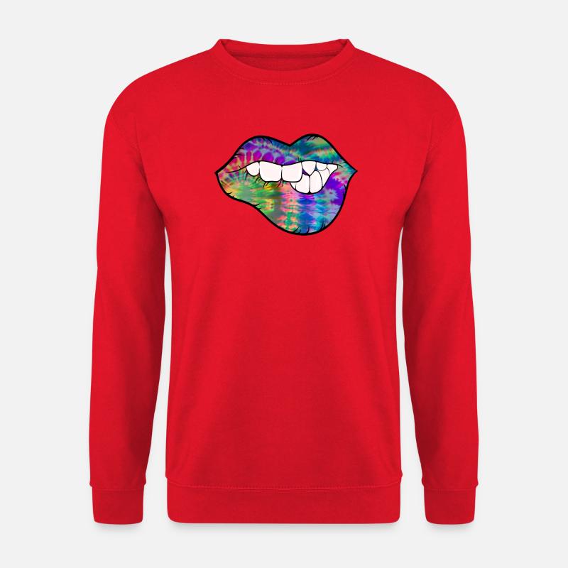 groovy Tie Dye Beißlippe - Unisex Pullover - Rot