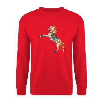 skurriles buntes Pferd - Unisex Pullover - Rot - Vorne - Alina (178cm) & Michal (187cm)