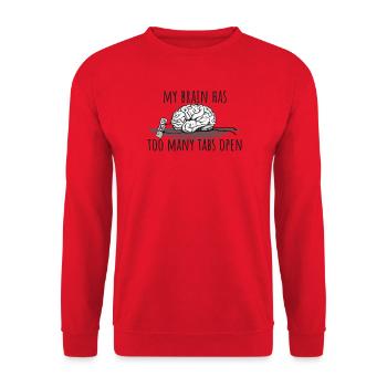 My Brain has too many tabs open! - Unisex Sweatshirt - red - Front - Alina (178cm) & Michal (187cm)