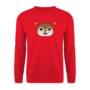 Loutre Mignonne Souriante - Sweat-shirt Unisexe - rouge - Devant - Alina (178cm) & Michal (187cm)