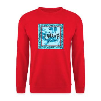Art de vague vibrant en bleu - surfer design - Sweat-shirt Unisexe - rouge - Devant - Alina (178cm) & Michal (187cm)