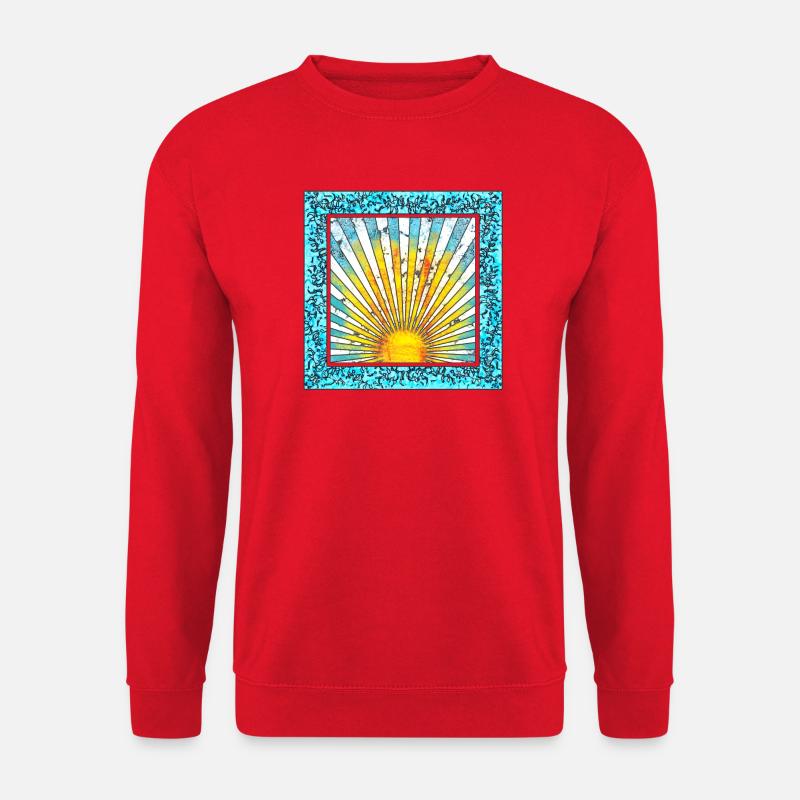 Sonnenaufgang mit Strahlenmuster - Mallorca Ibiza - Unisex Pullover - Rot